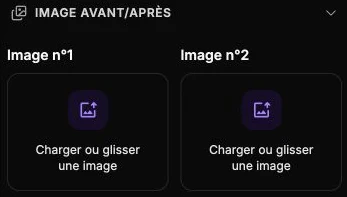 Les deux emplacements pour charger les images du comparatif.