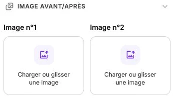 Les deux emplacements pour charger les images du comparatif.