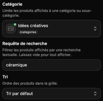The catalogue filtered by the search term céramique.