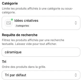 The catalogue filtered by the search term céramique.