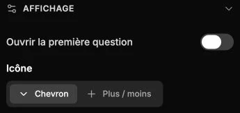 Les options d’ouverture de la première question et d’icône.