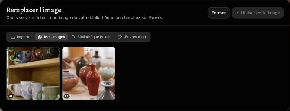 Deux images de céramiques disponibles dans la bibliothèque Mes images.