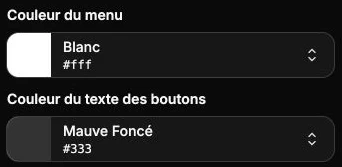 Les couleurs du panneau de navigation mobile et de ses liens.