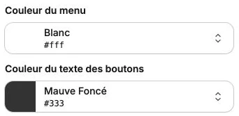 Les couleurs du panneau de navigation mobile et de ses liens.