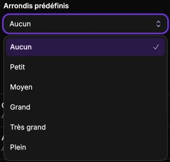 Rounded corner presets, from None to Full.