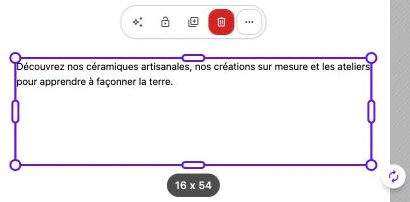 Handles around the text let you resize the block.