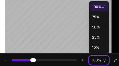 Les niveaux de zoom proposés dans le menu au bas de l’éditeur.