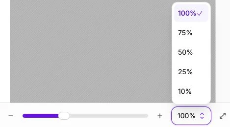 Les niveaux de zoom proposés dans le menu au bas de l’éditeur.