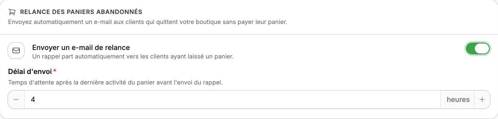 La relance automatique se règle dans les paramètres des comptes clients.