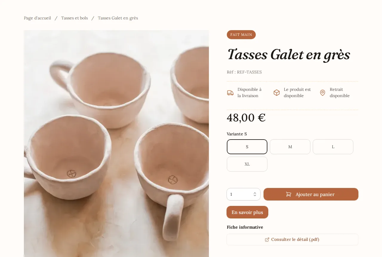 Product page, Atelier Terre