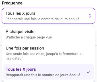 Les fréquences d’affichage d’un pop-up.