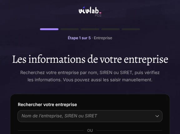 La première étape de la configuration : rechercher votre entreprise.