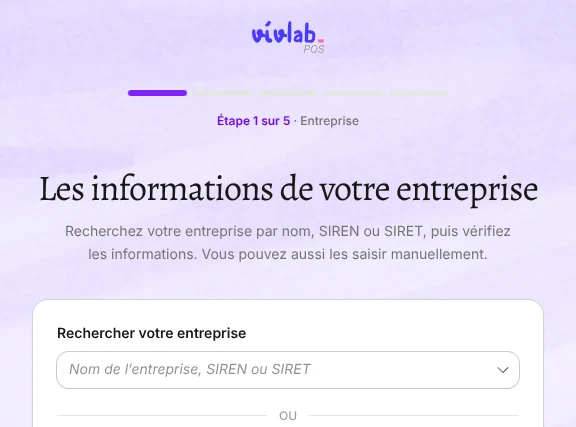 La première étape de la configuration : rechercher votre entreprise.