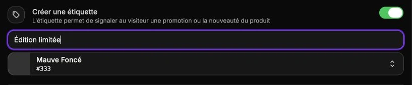 Une étiquette « Édition limitée » renseignée sur la fiche produit.