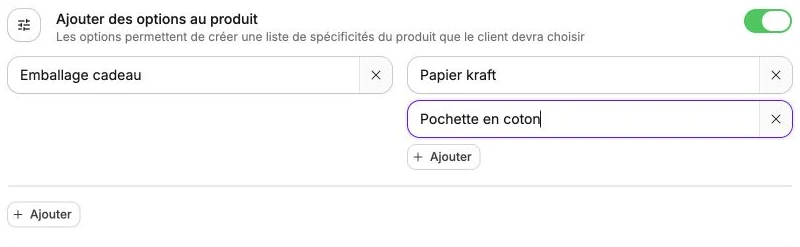 Le choix d’un emballage cadeau : papier kraft ou pochette en coton.